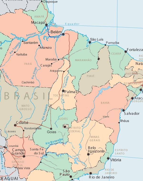 De gereden route in Brazili